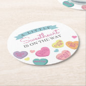 Little Sweetheart Candyベビーシャワー ラウンドペーパーコースター (アングル)