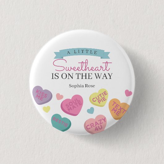 Little Sweetheart Candy Baby Shower Pin 缶バッジ (正面)
