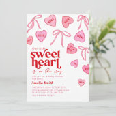 Little Sweetheart Candy Hearts Baby shower 招待状 (スタンド正面)