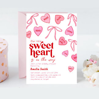 Little Sweetheart Candy Hearts Baby shower 招待状