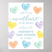 Little Sweetheart Candy Hearts Baby Shower Welcome ポスター (正面)