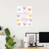 Little Sweetheart Candy Hearts Baby Shower Welcome ポスター (ホームオフィス)