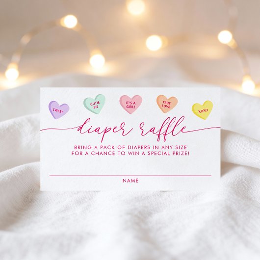 Little Sweetheart Candy Hearts Diaper Raffle エンクロージャーカード