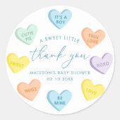 Little Sweetheart Candy Hearts Thank You ラウンドシール (正面)