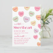 Little Sweetheart candy Valentines Day Baby shower 招待状 (スタンド正面)