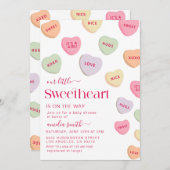 Little Sweetheart candy Valentines Day Baby shower 招待状 (正面/裏面)
