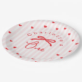 Little Sweetheart Coquette Bow 1st Birthday ペーパープレート (アングル)