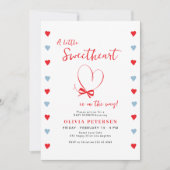 Little sweetheart cute Valentines boy baby shower 招待状 (正面)