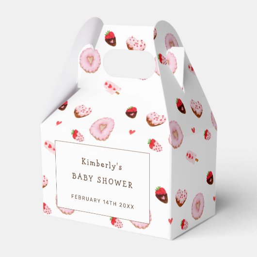 Little Sweetheart Donuts Valentines Baby Shower フェイバーボックス (正面サイド)
