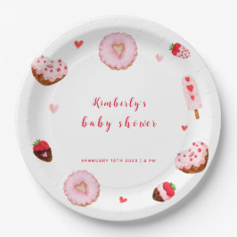 Little Sweetheart Donuts Valentines Baby Shower ペーパープレート