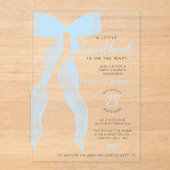 Little Sweetheart Elegant Blue Bow Baby Shower アクリル招待状 (正面)