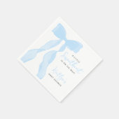 Little Sweetheart Elegant Blue Bow Baby Shower スタンダードカクテルナプキン (角)