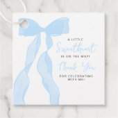 Little Sweetheart Elegant Blue Bow Baby Shower フェイバータグ (正面)