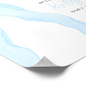 Little Sweetheart Elegant Blue Bow Baby Shower ポスター (角)