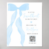 Little Sweetheart Elegant Blue Bow Baby Shower ポスター (正面)
