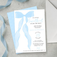 Little Sweetheart Elegant Blue Bow Baby Shower