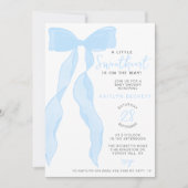 Little Sweetheart Elegant Blue Bow Baby Shower 招待状 (正面)