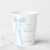 Little Sweetheart Elegant Blue Bow Baby Shower 紙コップ (正面)