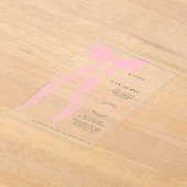 Little Sweetheart Elegant Pink Bow Baby Shower アクリル招待状 (レイダウン)