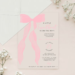 Little Sweetheart Elegant Pink Bow Baby Shower アクリル招待状