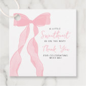 Little Sweetheart Elegant Pink Bow Baby Shower フェイバータグ (正面)