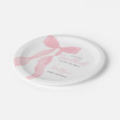 Little Sweetheart Elegant Pink Bow Baby Shower ペーパープレート (アングル)