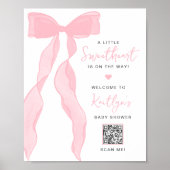 Little Sweetheart Elegant Pink Bow Baby Shower ポスター (正面)