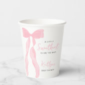 Little Sweetheart Elegant Pink Bow Baby Shower 紙コップ (正面)