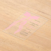 Little Sweetheart Elegant Pink Bow Birthday Party アクリル招待状 (レイダウン)