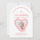 Little Sweetheart First Birthday Invitation 招待状 (正面)