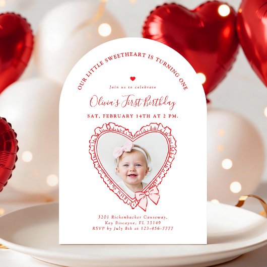 Little Sweetheart First Birthday Invitation 招待状