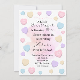 Little Sweetheart First Birthday Party Invitation 招待状