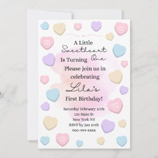 Little Sweetheart First Birthday Party Invitation 招待状