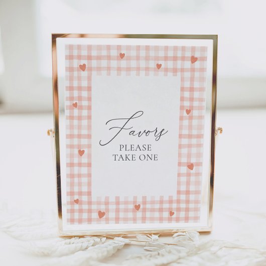 Little Sweetheart Gingham Baby Shower Pavies Sign ポスター