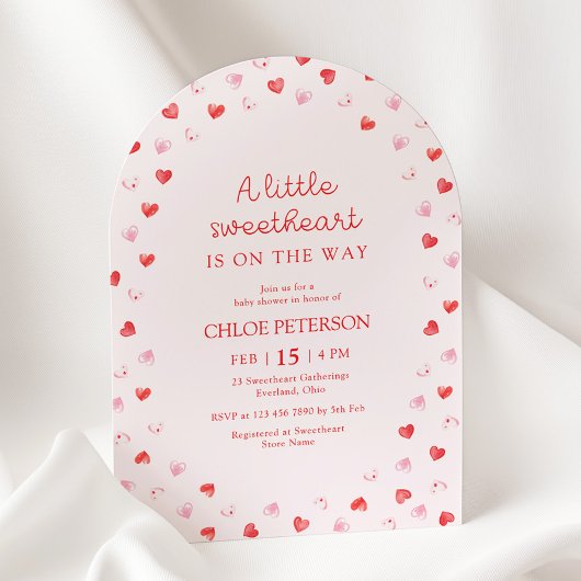 Little Sweetheart Girl Baby Shower Invitation 招待状
