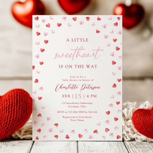 Little Sweetheart Girl Baby Shower Invitation 招待状