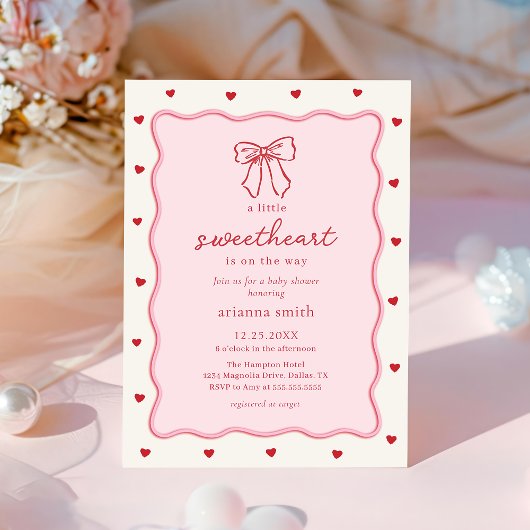 Little Sweetheart Girl Baby Shower Invitation 招待状