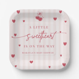 Little Sweetheart Is On The Way Girl Baby Shower  ペーパープレート
