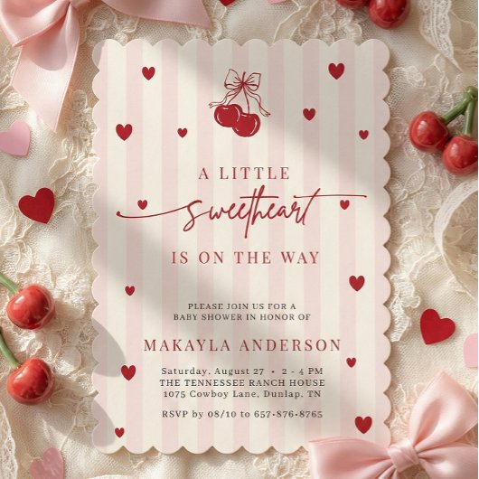 little sweetheart is on the way Girl Baby Shower 招待状