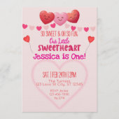 Little Sweetheart is One, Hearts 1st Birthday 招待状 (正面)