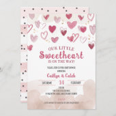 Little Sweetheart on the way、Baby Shower、Cupid 招待状 (正面/裏面)