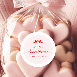 Little Sweetheart Pink Baby Shower Stickers ラウンドシール