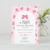 Little Sweetheart Pink Bow Baby Shower 招待状 (スタンド正面)