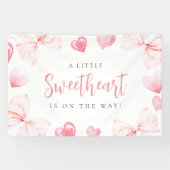 Little Sweetheart Pink Bow Baby Shower Backdrop 横断幕 (横)