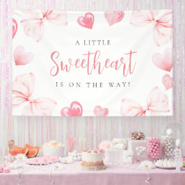 Little Sweetheart Pink Bow Baby Shower Backdrop 横断幕