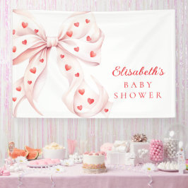 Little Sweetheart Pink Bow Baby Shower Backdrop 横断幕