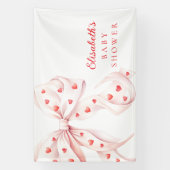 Little Sweetheart Pink Bow Baby Shower Backdrop 横断幕 (縦)