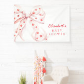 Little Sweetheart Pink Bow Baby Shower Backdrop 横断幕 (インサイチュ)