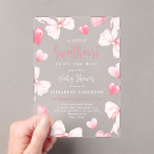 Little Sweetheart Pink Bow Baby Shower Invitation アクリル招待状 (インサイチュ (ポータブル))