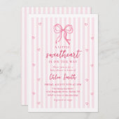 Little Sweetheart Pink Bow Baby Shower Invitation 招待状 (正面/裏面)